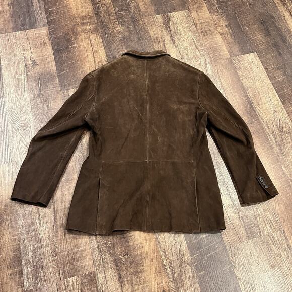 90s Polo by Ralph Lauren Italy Goat Suede Mens XL Brown Blazer Sport Coat Jacket - Picture 2 of 8